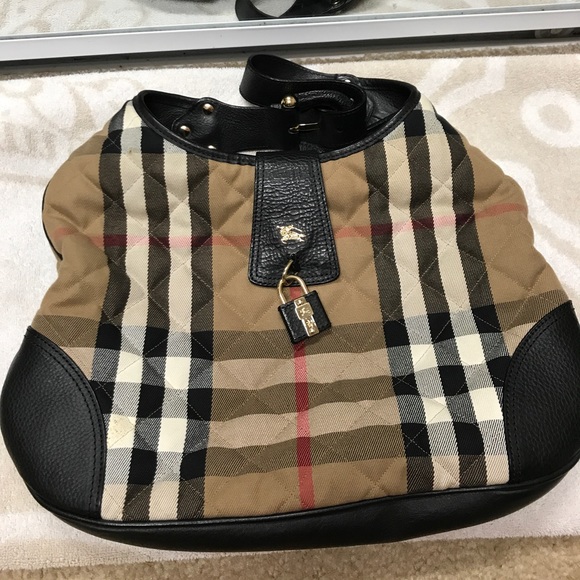 💯 Authentic Burberry Nova House check Hobo - Picture 1 of 8